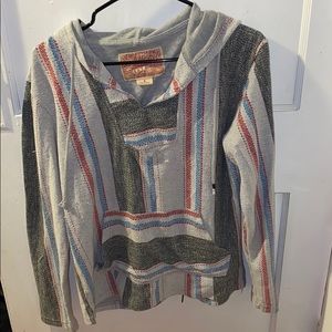 grey, red, blue baja hoodie